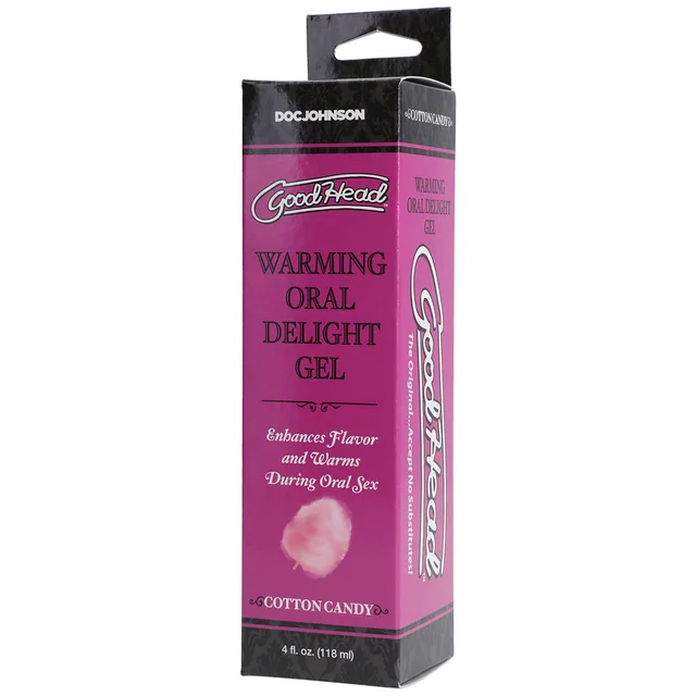 Angled pink GoodHead Cotton Candy Oral Delight retail box