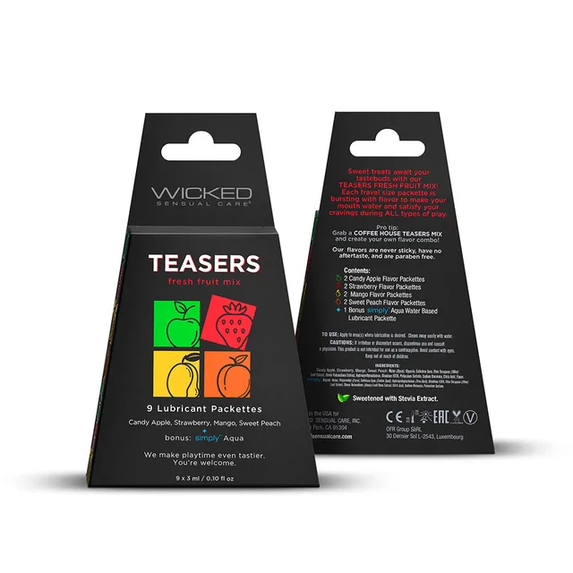 Front and back of Fresh Fruit Mix black hanging carton