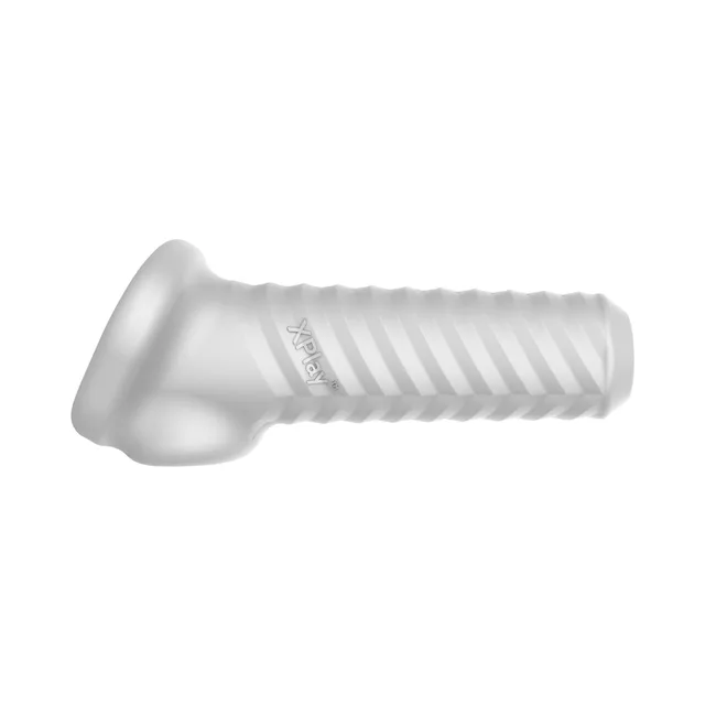 Perfect Fit XPlay Breeder clear ribbed sleeve side profile showing flared base