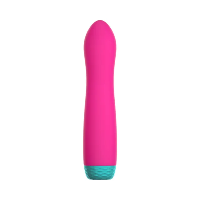 Front view of pink Rora bullet with teal textured base