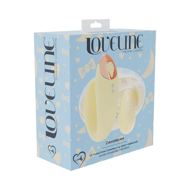 Shots LoveLine Daydream yellow vibrator with round charging case