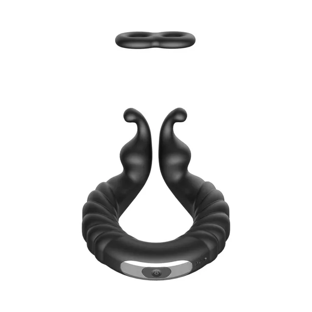 Forto F-24 black ring with twin raised tips and small band