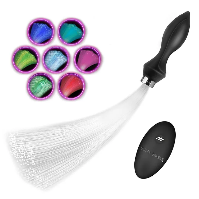 Booty Sparks plug, fiber tail and oval black remote