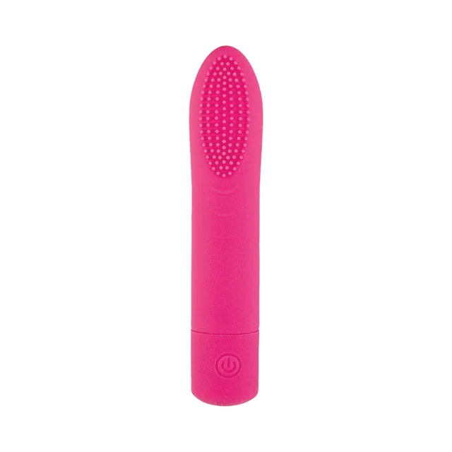 Front view of hot-pink Arousal Bullet textured tip