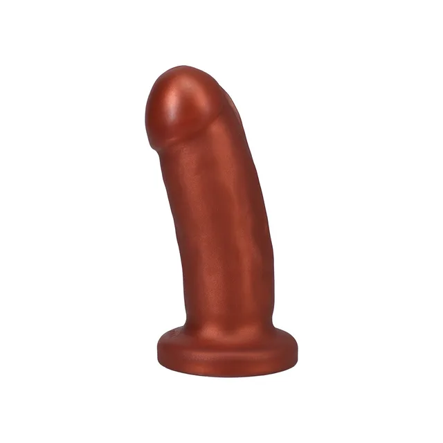 Tantus They Them copper 5.5 inch silicone dildo angled side profile