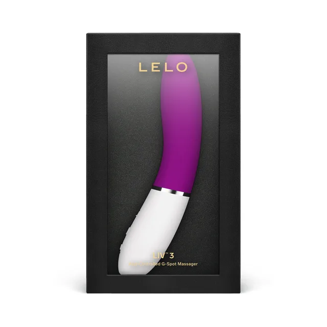Deep-rose LELO LIV 3 displayed upright in black window box