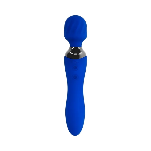 Selopa Blue Belle blue dual-ended wand front view with grooved round head