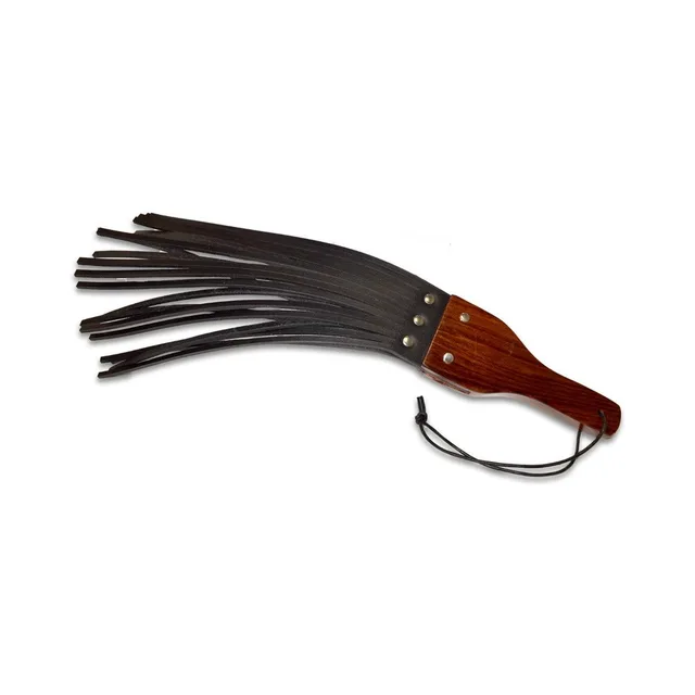 Prowler RED black leather fringe paddle with wood handle