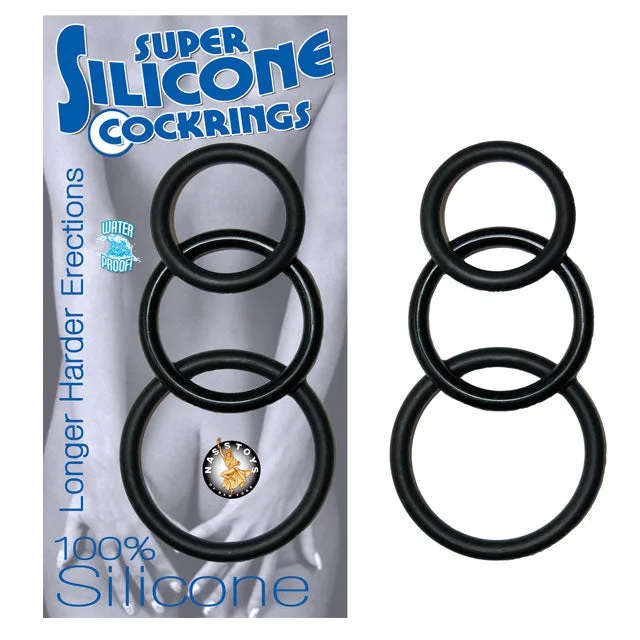 Nasstoys Super Silicone Rings three black rings beside blue and silver retail package