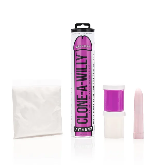Clone-A-Willy Neon Purple Kit molding powder cup and insert components