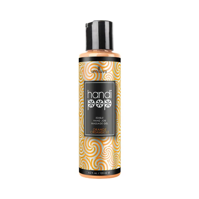 Sensuva HandiPop Orange Creamsicle Gel 4.2 oz tall clear bottle with black cap and orange swirl label