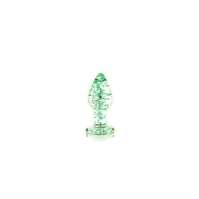 Small clear glass plug with textured tapered body