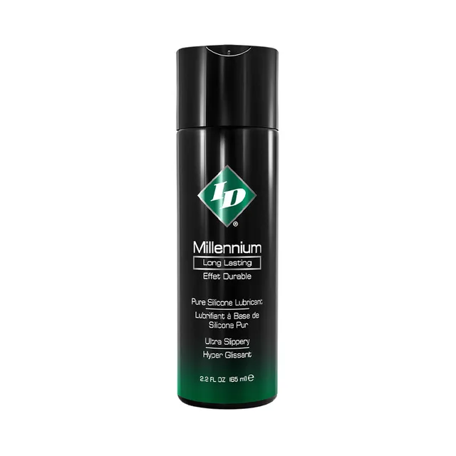 ID Millennium 2.2-ounce black silicone lubricant bottle