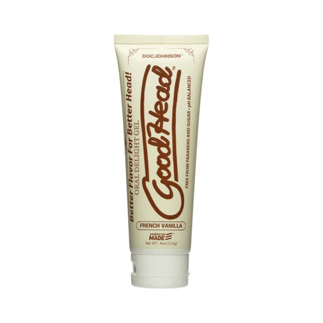 Doc Johnson GoodHead French vanilla gel matching squeeze tube with white flip-top cap