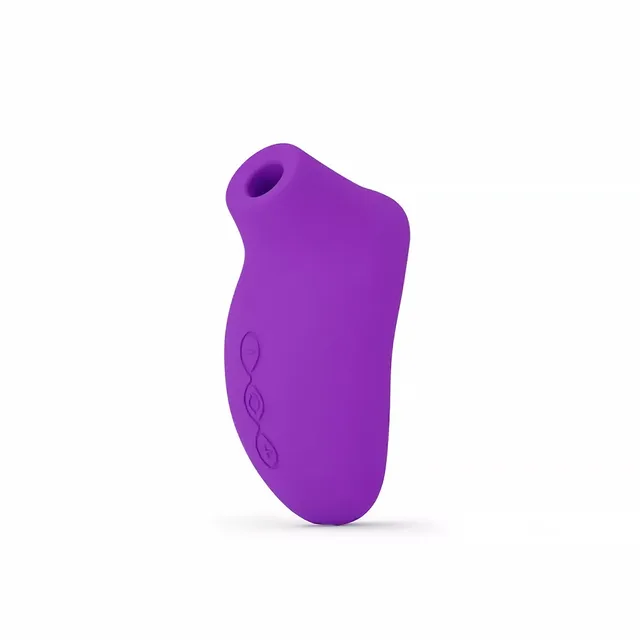 Angled view of purple LELO SONA open nozzle and side controls