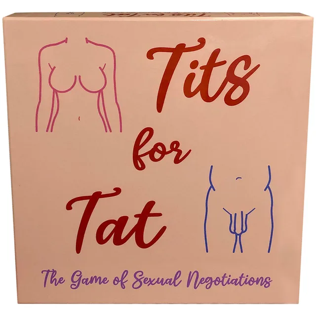 Square peach Tits for Tat illustrated game box