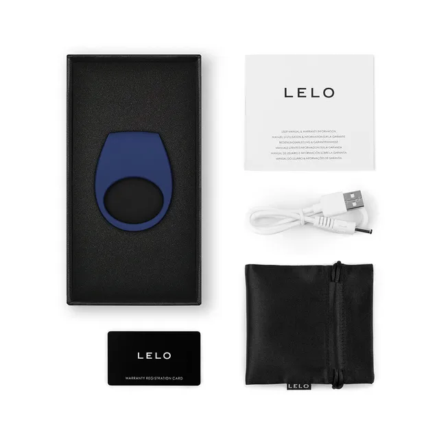 Base Blue LELO TOR 3 with cable pouch box insert and cards