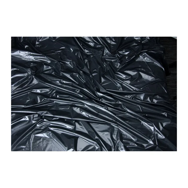 Lux Fetish Black Vinyl Bed Sheet close-up of glossy crinkled black surface