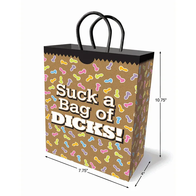 Suck a Bag of Dicks brown novelty gift bag with handles