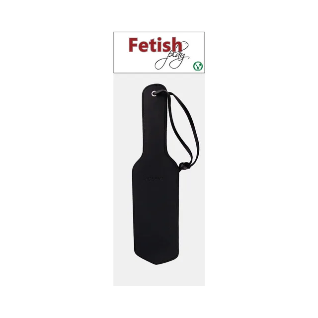 Black Rouge Fetish Play vegan-leather paddle with cord wrist loop