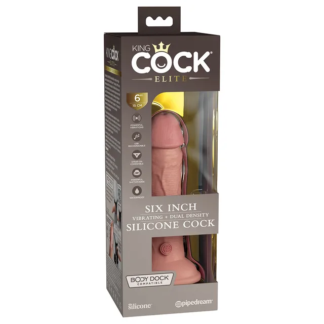 King Cock Elite Beige 6-inch vibrating dildo retail box front