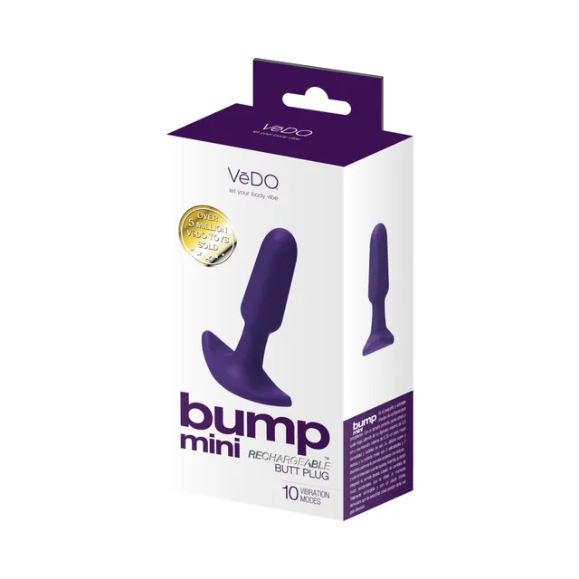 VeDO Bump Mini purple rechargeable plug gray retail box front