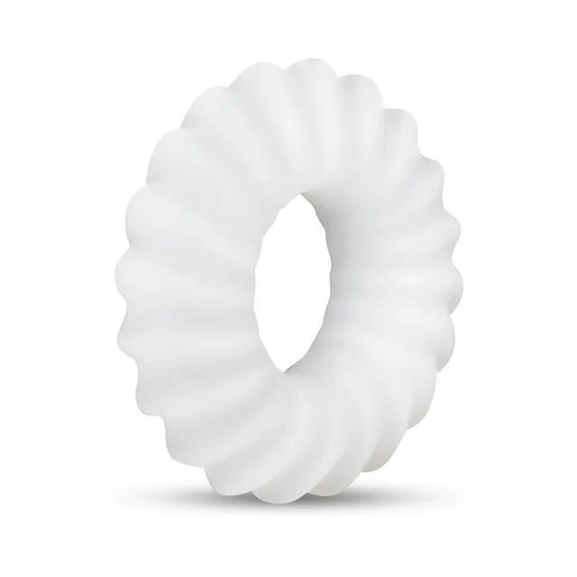 b-Vibe Flex Ring Ripple clear textured C-ring isolated product view