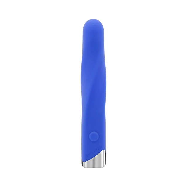 front view of blue Twisted Temptation with chrome base