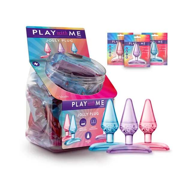 Blush Jolly Plug 24-piece assorted display fishbowl retail display with packaged plugs