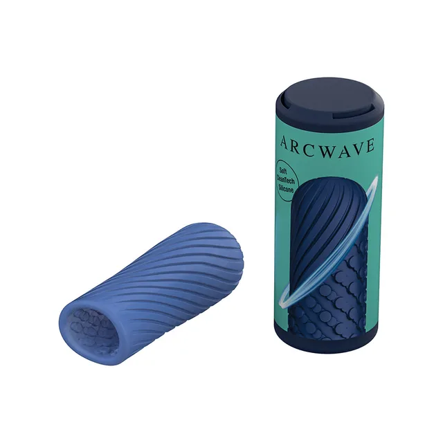 Blue Arcwave Ghost sleeve beside cylindrical case