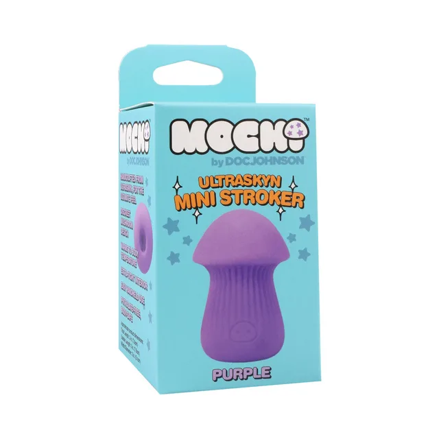 Mochi purple ULTRASKYN mini stroker in aqua retail box
