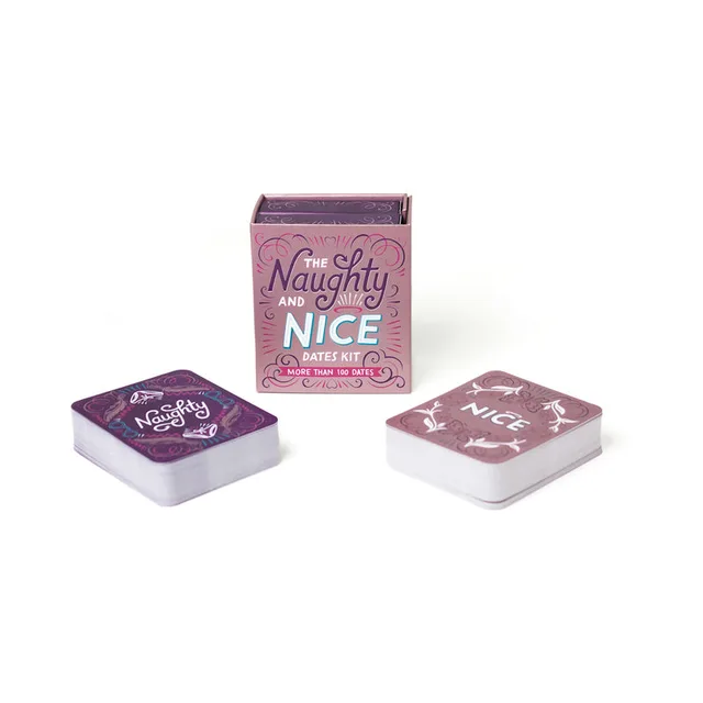 Naughty and Nice Dates Kit box with separate purple and pale card decks