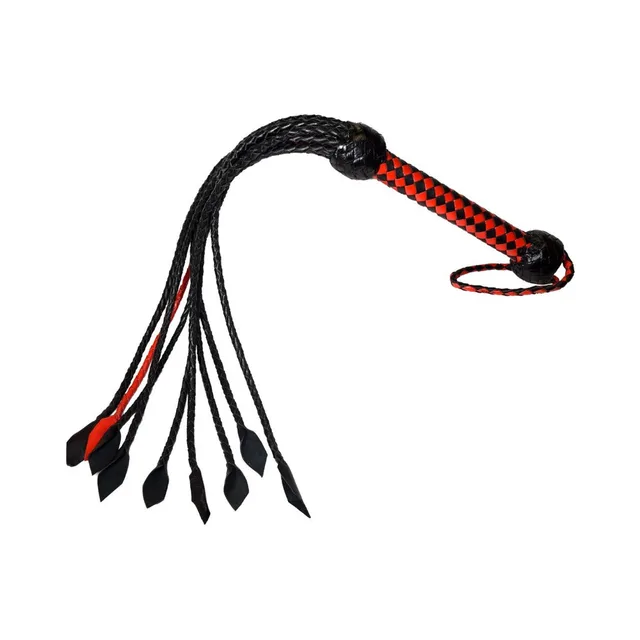 Prowler RED short-handle flogger with black and red tails