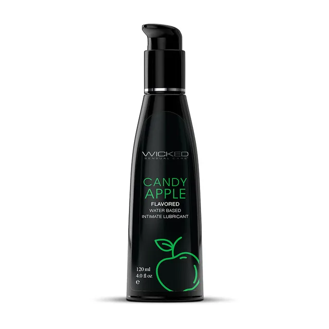 Wicked Aqua Candy Apple 4 oz black pump bottle front with green apple