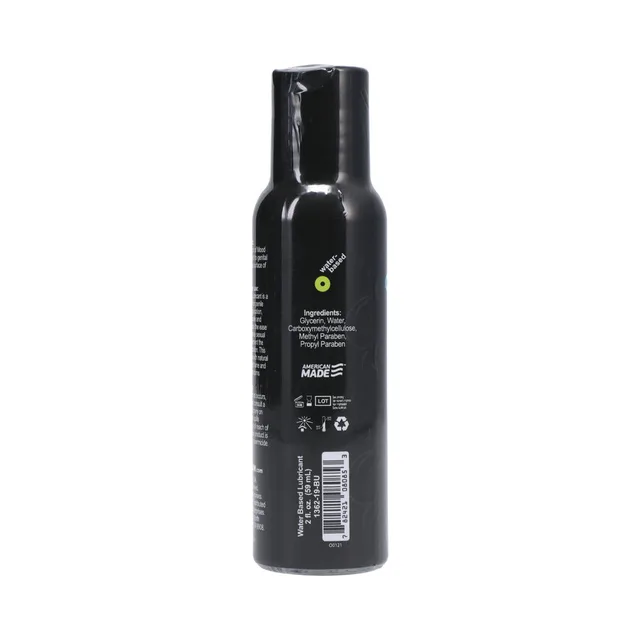 Back of black Mood lubricant bottle with ingredient panel