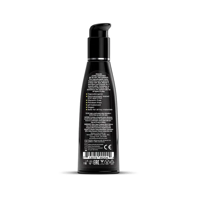 Wicked Aqua Sensitive 4 oz black pump bottle back label