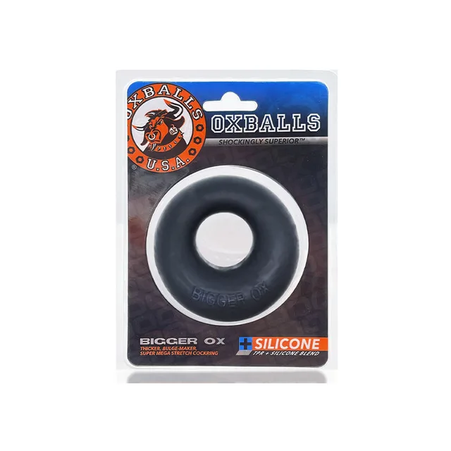 OxBalls Bigger Ox Black Ice thick round cock ring in retail package