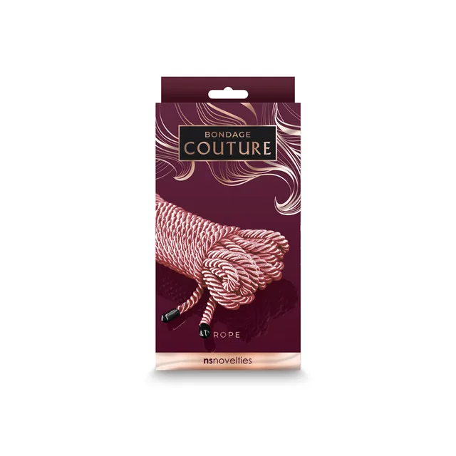 Rose-gold Bondage Couture rope in burgundy retail box