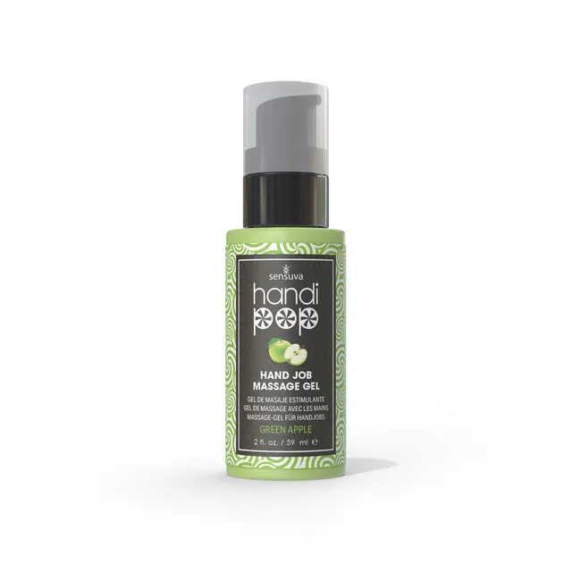 Sensuva HandiPop Green Apple massage gel bottle with green label