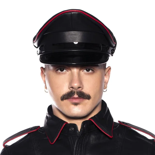 Front view of black and red Prowler RED Military cap in 59 cm L