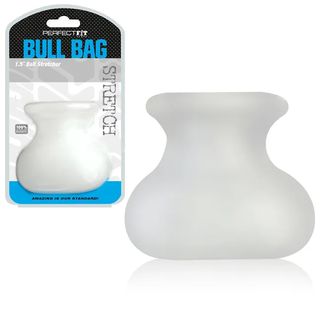 Perfect Fit Bull Bag XL clear rounded stretcher beside white hanging package