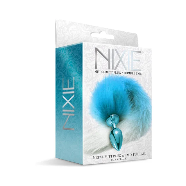 Front of Nixie blue ombre tail plug package