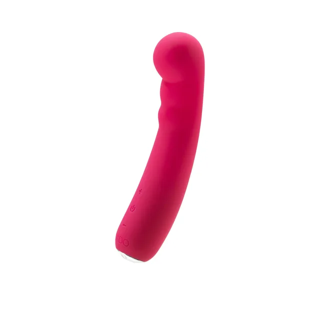 Front angle of pink Midori curved vibrator