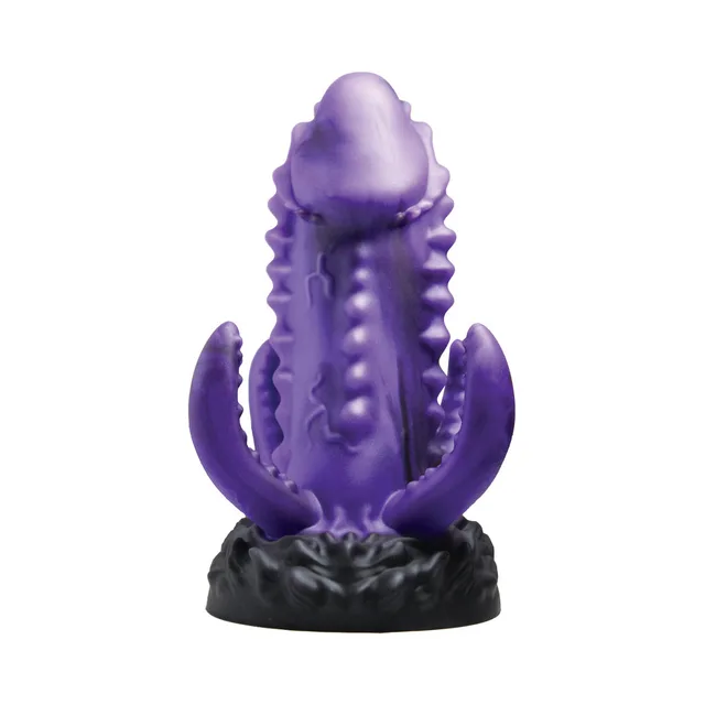 Front view of purple Creature Cocks Leviathan on wide black base