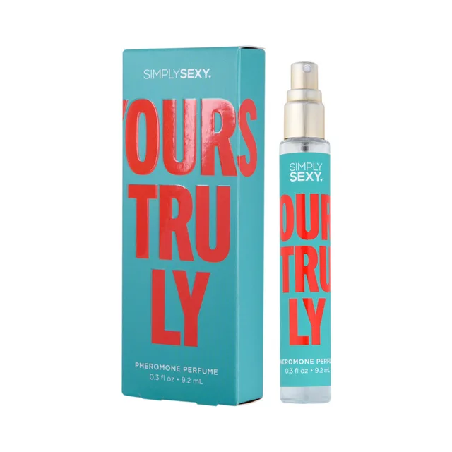 Yours Truly perfume bottle beside turquoise retail box
