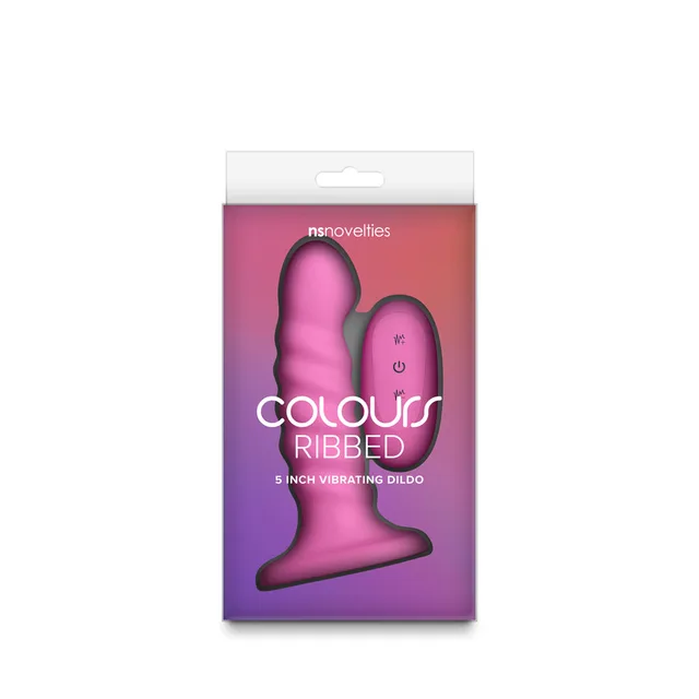 Pink 5-inch Colours Ribbed Vibrator in gradient retail box
