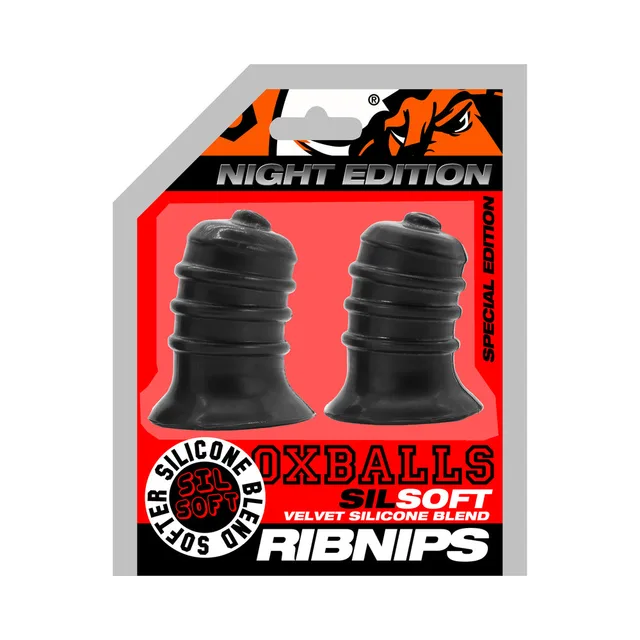 Oxballs Ribnips Night black ribbed silicone two-piece set