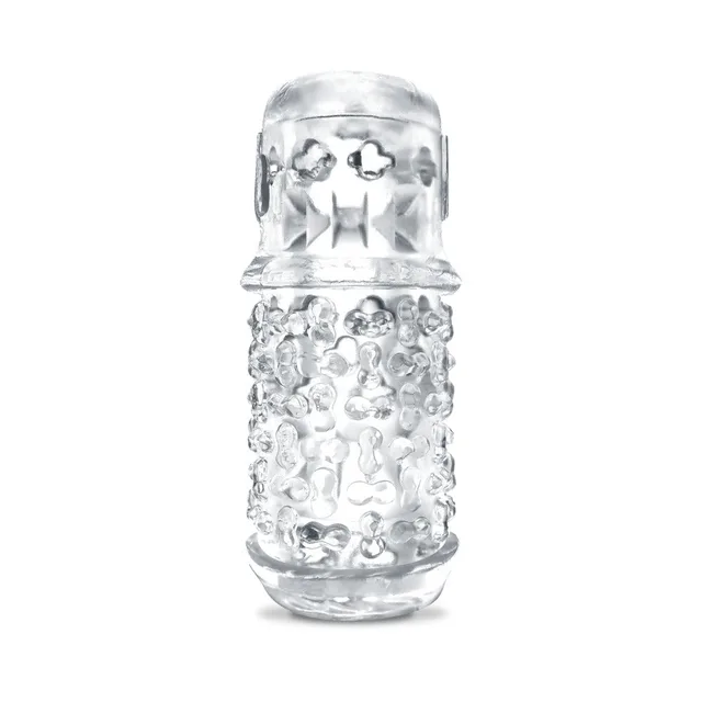 Full view of clear Chrysm sleeve with dense raised texture