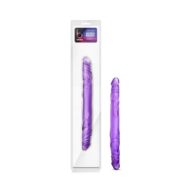 Blush B Yours Purple 14 Inch Double Dildo with clear retail package