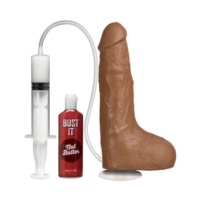 Doc Johnson Bust It Brown brown shaft with syringe and red bottle